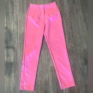 BOOHOO | Women’s Pleat Detail Slim Fit Pink Work Pants - 4 Pink